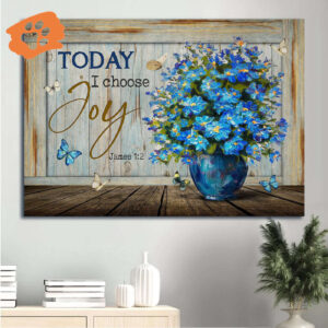 Christian Home Decor Gift: Jesus Landscape Poster with Blue Flowers and Butterflies