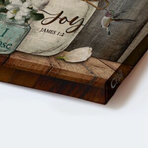 Christian Home Decor Gift - Jesus Landscape Poster with Blue Hydrangea & Hummingbird - Choose Joy Today 1