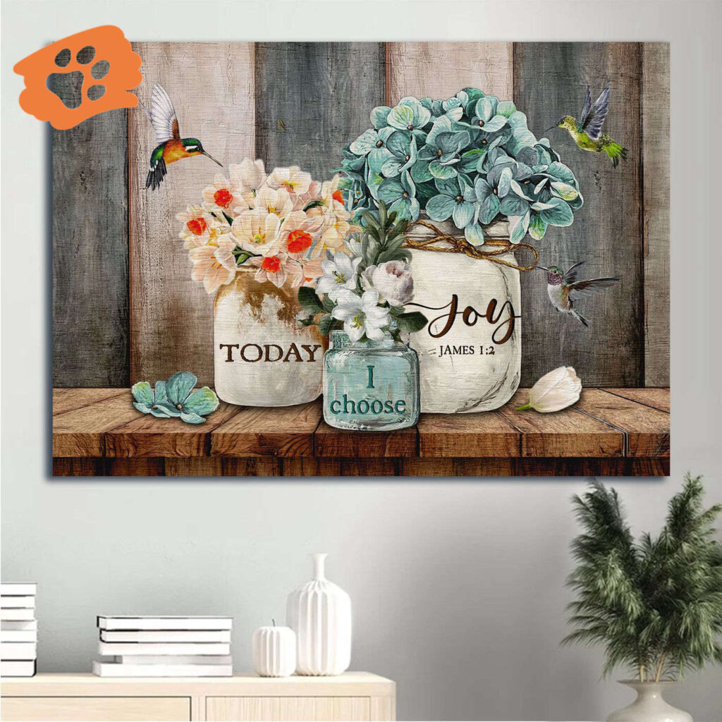 Christian Home Decor Gift – Jesus Landscape Poster with Blue Hydrangea & Hummingbird – Choose Joy Today Christian Home Decor Gift – Jesus Landscape Poster with Blue Hydrangea & Hummingbird – Choose Joy Today