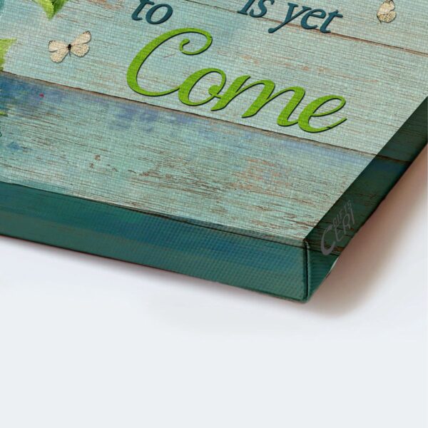 Jesus Landscape Poster – Blue Hydrangea & Butterfly Drawing Home Decor Gift for Christian – The Best Is Yet to Come