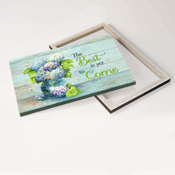 Jesus Landscape Poster – Blue Hydrangea & Butterfly Drawing Home Decor Gift for Christian – The Best Is Yet to Come