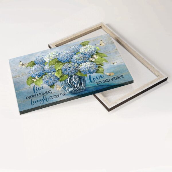 Christian Home Decor Gift: Jesus Landscape Poster with Hydrangeas Crystal Vase and White Butterfly