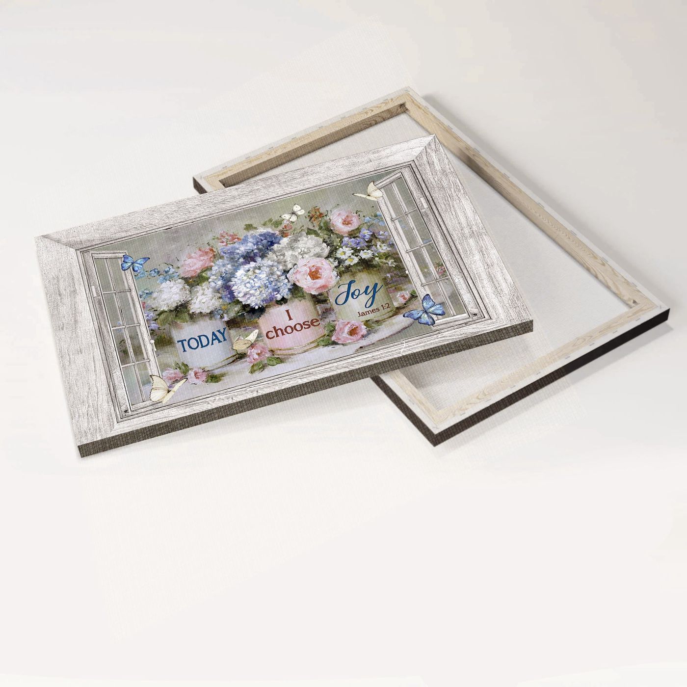 Christian Home Decor Poster – Jesus Landscape with Hydrangea Peony & Colorful Flowers – Choose Joy Gift