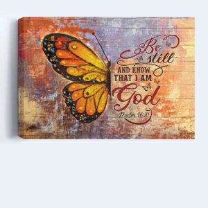 Jesus Landscape Poster Home Decor Gift - Colorful Butterfly Wall Art for Christians - Be Still and Know God 1