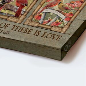 Christian Home Decor Poster - Jesus Landscape with Cardinal Couple Bible Verse Flower Garden - Faith Hope Love Gift 1