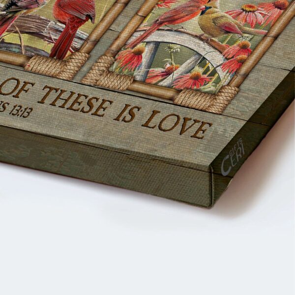 Christian Home Decor Poster – Jesus Landscape with Cardinal Couple Bible Verse Flower Garden – Faith Hope Love Gift