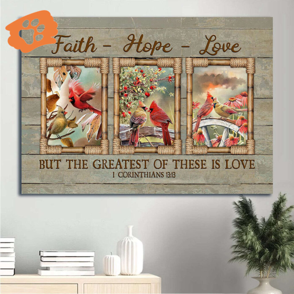 Christian Home Decor Poster – Jesus Landscape with Cardinal Couple Bible Verse Flower Garden – Faith Hope Love Gift Christian Home Decor Poster – Jesus Landscape with Cardinal Couple Bible Verse Flower Garden – Faith Hope Love Gift