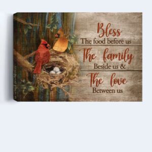 Blessed Christian Home Decor: Jesus Landscape Poster with Cardinal Couple Bird Nest Forest - Gift for Christians 1