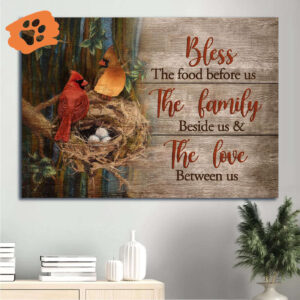 Blessed Christian Home Decor: Jesus Landscape Poster with Cardinal Couple Bird Nest Forest - Gift for Christians