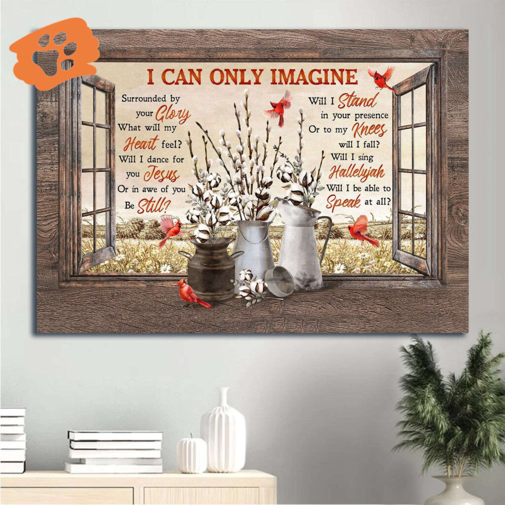 Christian Home Decor Gift: Jesus Landscape Poster with Cardinal Painting and Autumn Field – I Can Only Imagine Christian Home Decor Gift: Jesus Landscape Poster with Cardinal Painting and Autumn Field – I Can Only Imagine