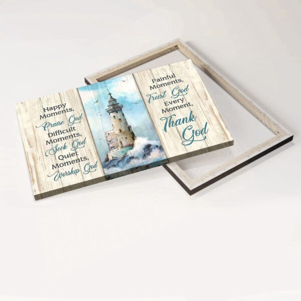 Jesus Landscape Poster Home Decor Gift – Christ Lighthouse Beach Painting – Gift For Christian – Thank God Landscape Poster