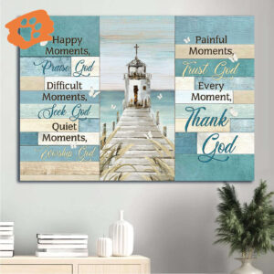 Christian Landscape Posters: Church By The River White Butterfly Thank God - Home Decor Gifts