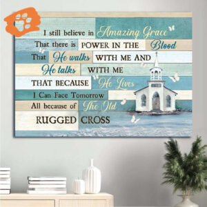 Christian Home Decor Gift - Jesus & Butterfly Landscape Poster - Amazing Grace Wall Art