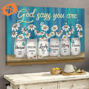 Jesus Landscape Poster Home Decor Gift - Daisy Flower & Mason Jars on Blue  Poster Home Decor Gift - Christian Wall Art