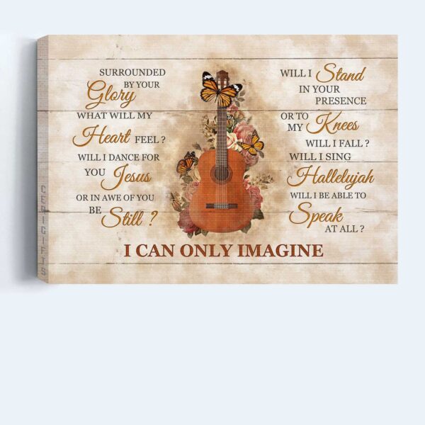 Christian Home Decor Gift: Jesus Landscape Poster with Guitar Rose Butterfly – I Can Only Imagine Wall Art