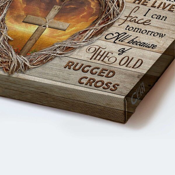 Heart of Thorns Jesus Landscape Poster – Christian Home Decor Gift with Amazing Grace – Wooden Cross  Poster Home Decor Gift Wall Art