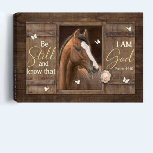 Christian Home Decor Gift: Jesus Landscape Poster with Horse Artwork and Butterfly Poster Home Decor Gift - Be Still and Know - Christian Wall Art Prints 3