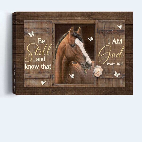 Christian Home Decor Gift: Jesus Landscape Poster with Horse Artwork and Butterfly  Poster Home Decor Gift – Be Still and Know – Christian Wall Art Prints