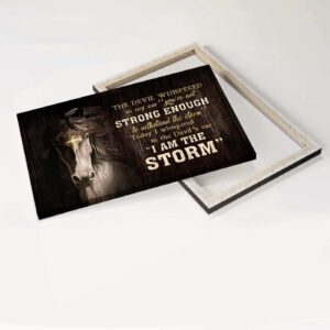 Christian Jesus Landscape Poster: Horse Drawing Cross Light Black Background - Gift for Christian Home Decor - I Am the Storm Wall Art 3