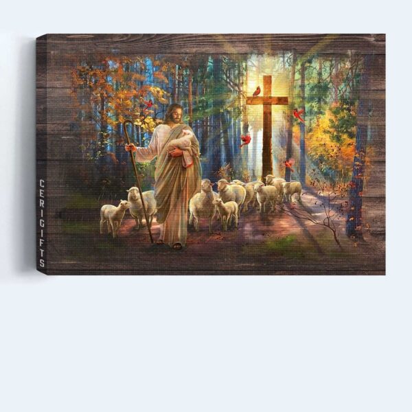 Jesus Landscape Poster: Lamb of God Cross Symbol  Poster Home Decor Gift – Christian Wall Art & Home Decor Gift