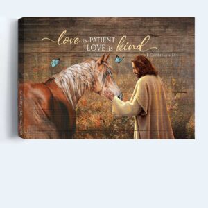 Jesus Landscape Poster Home Decor Gift - Christian Wall Art with Love is Patient Love is Kind Theme 1