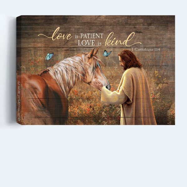 Jesus Landscape Poster Home Decor Gift – Christian Wall Art with Love is Patient Love is Kind Theme