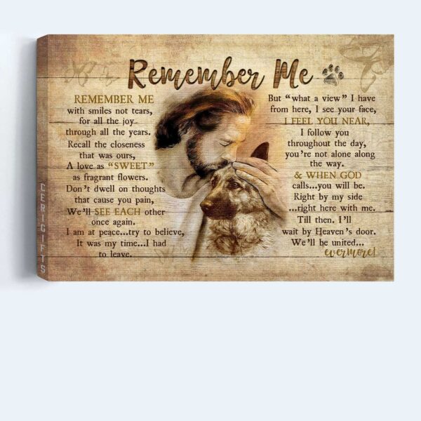 Jesus Landscape Poster: German Shepherd Christian Gift – Remember Me Wall Art