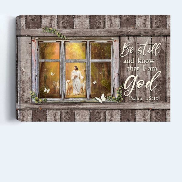 Jesus Landscape Poster Home Decor Gift – Lamb of God Painting in Forest – Christian Gift – Be Still and Know – Landscape Decor