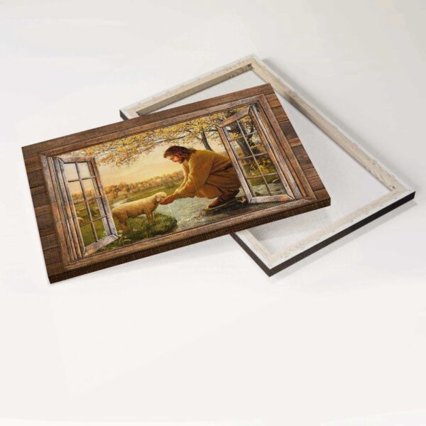 Jesus and the Lamb Landscape Poster: Christian Home Decor Gift Prints