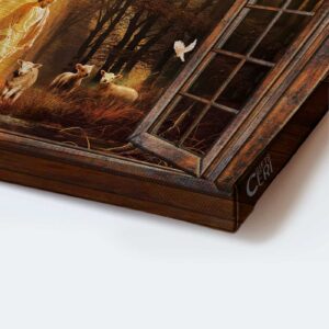 Christian Jesus Landscape Poster: Walking with Jesus and Lambs Painting for Home Decor 1