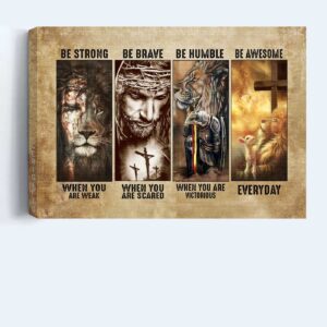 Jesus Lion King Poster Home Decor Gift: Be Strong Landscape Poster Home Decor Gift for Christian 1