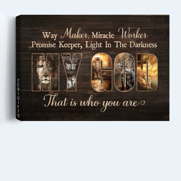 Jesus Landscape Poster: Lion of Judah & Lamb of God – Christian Home Decor Gift