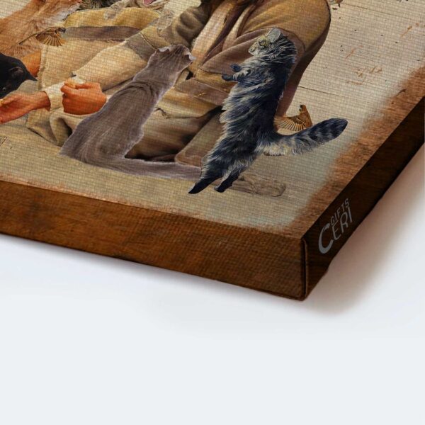 Jesus Landscape Poster Home Decor Gift – Christian Wall Art with Cats and Hummingbird Painting