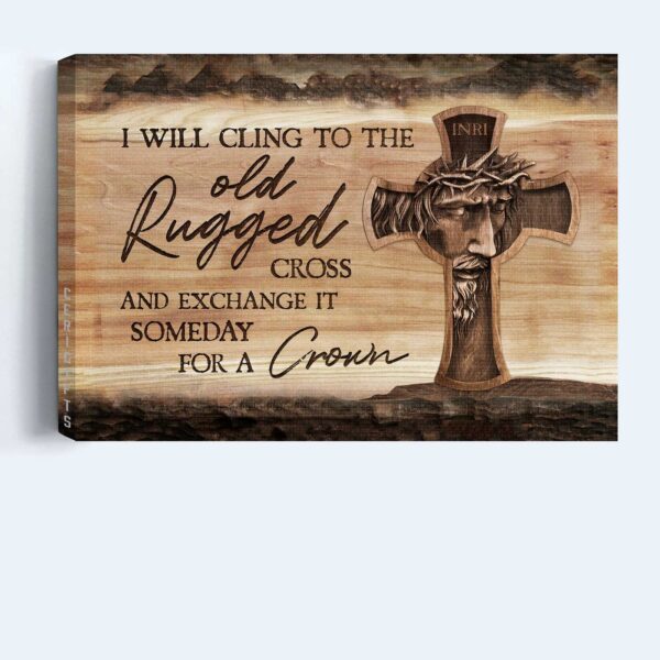 Jesus Landscape Poster Home Decor Gift – Cross Painting for Christians – Old Rugged Cross Wall Art Print