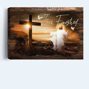 Jesus Landscape Poster Home Decor Gift - Christian Wall Art with The Rugged Cross and It is Finished Painting - Landscape Prints for Christians 1