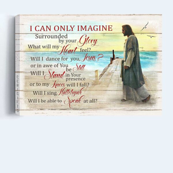 Jesus Walking on Beach Poster – Christian Home Decor Gift – Landscape Wall Art Print
