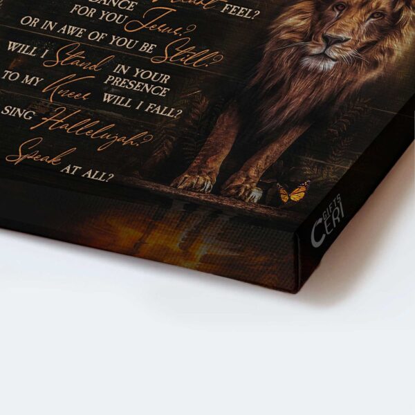 Jesus Landscape Poster with Lion of Judah and Wooden Cross – Christian Home Decor Gift