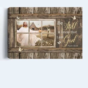 Jesus Landscape Poster Home Decor Gift - Christian Wall Art Prints with Wooden Cross and White Butterfly 3