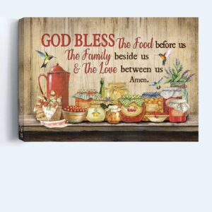 Colorful Hummingbird Jesus Landscape Poster: Kitchen Decor Gift for Christian God Bless the Food - Wall Art Prints 1