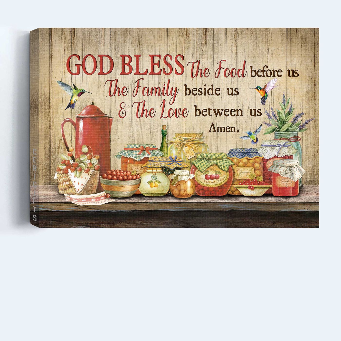 Colorful Hummingbird Jesus Landscape Poster: Kitchen Decor Gift for Christian God Bless the Food – Wall Art Prints