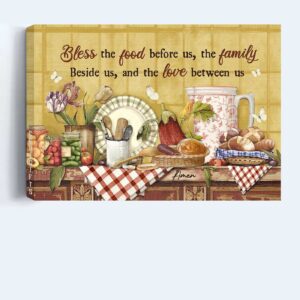 Jesus Landscape Poster Home Decor Gift - Christian Kitchen Wall Art with Bless the Food Theme 1