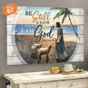 Jesus Landscape Poster: Lamb of God Beach Art - Christian Home Decor Gift Prints