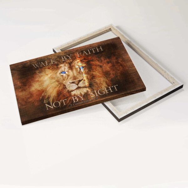Jesus Lion of Judah Cross  Poster Home Decor Gift – Christian Home Decor Gift – Walk by Faith – Wall Art Print