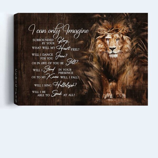 Christian Lion of Judah Landscape Poster – Crown of Thorns Home Decor Gift