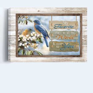 Jesus Landscape Poster Home Decor Gift - Eastern Bluebird & Jasmine Forest Christian Wall Art 1