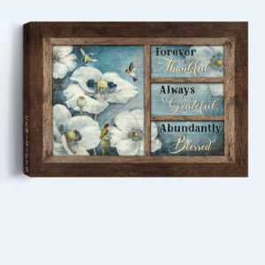 Jesus Landscape Poster Home Decor Gift - Hummingbird & White Flower Painting for Christians - Grateful Blessings Christian Wall Art 1