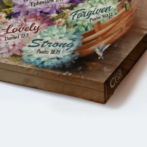 Christian Landscape Poster: Unique God-inspired Home Decor Gift with Hydrangeas and Hummingbird 1