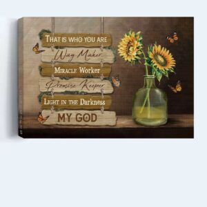 Christian Home Decor Gift: Jesus Landscape Poster with Sunflower Vase Butterfly - Christian Wall Art 1