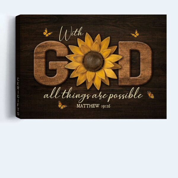 Jesus Landscape Poster: Sunflower & Butterfly  Poster Home Decor Gift – Christian Wall Art Gift