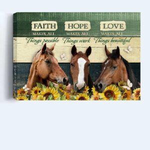 Jesus Landscape Poster Home Decor Gift - Quarter Horse & Sunflower Fence - Christian Wall Art 1